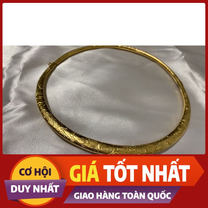 [FREESHIP] kiềng cổ, vòng cổ TRẮNG, VÀNG CAO CẤP trạm rồng chữ thọ thủ công loại to