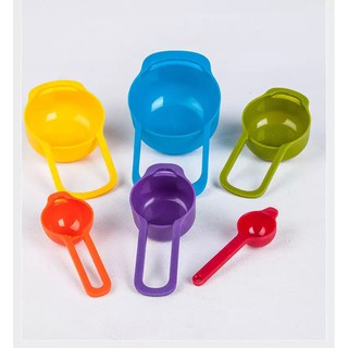Bộ 6 thìa đong sắc màu (cup, tsp, ml)