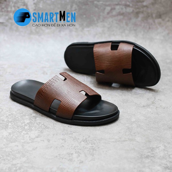 [Mã MABRHV155 giảm 15% đơn 250K] Dép Da bò thật SMARTMEN DSM-09 Nâu