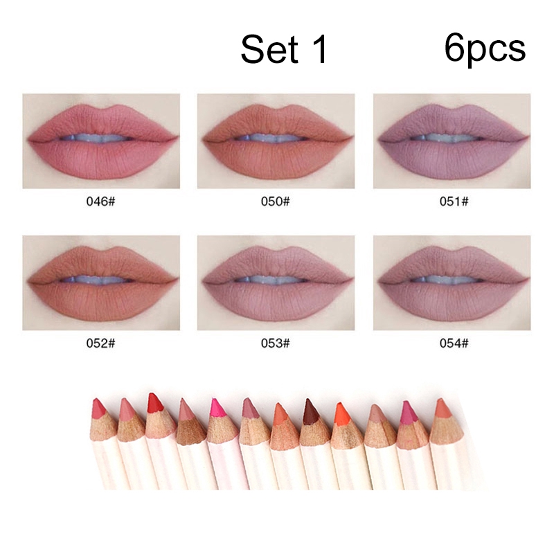 [Hàng mới về] Set 6 chì kẻ môi dành cho nữ trang điểm lâu trôi chuyên nghiệp
