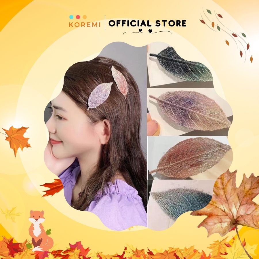 Kẹp tóc chiếc lá 4 màu style Korea