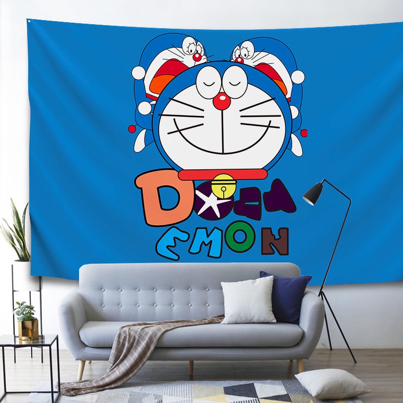 ▽♠❡Phim hoạt hình Doraemon nền vải thảm trang trí phòng ngủ trẻ em treo khách