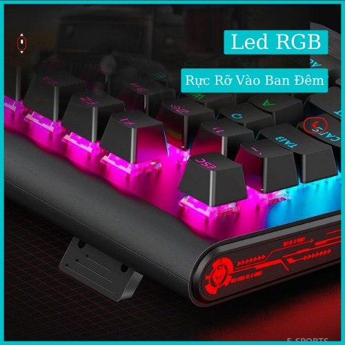 Bàn Phím Cơ Gaming Cao Cấp K1000 FULL LED RGB Có Kê Tay, Bàn Phím Máy Tính Có Blue Switch Gõ Cực Đã Cho Laptop, PC