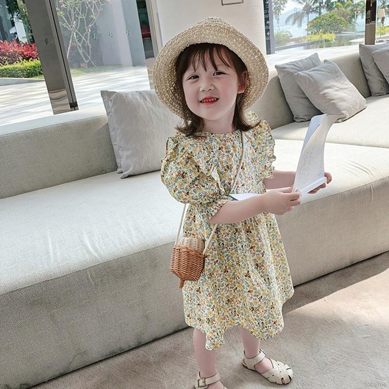 Đầm Cotton Không Tay Họa Tiết Hoa Cho Bé Gái