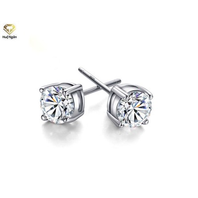 Bông tai bạc Ý 925 Huệ Ngân - Hoa đá 4 li RYE141096