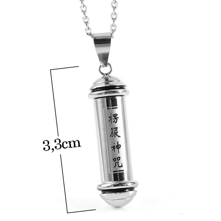 Dây chuyền trụ rỗng chú lăng nghiêm bằng inox sáng bóng, không đen, không gỉ đem lại bình an may mắn cho người đeo