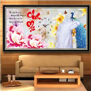 Tranh đính đá Đồng Hồ Cha Mẹ LV077