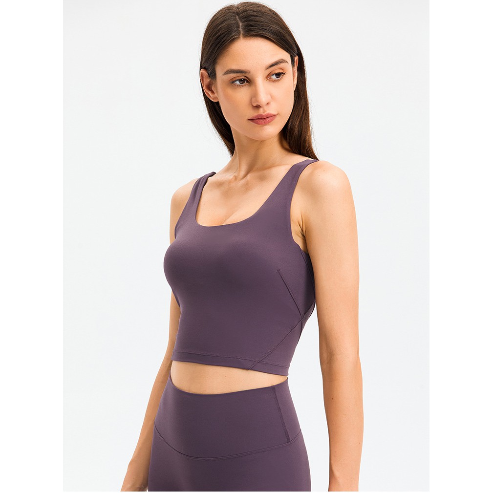 Áo tập thể thao kèm mút Lululemon Nulu Fold Tight Crop Yoga Tank Top - Áo tập Lulu không logo