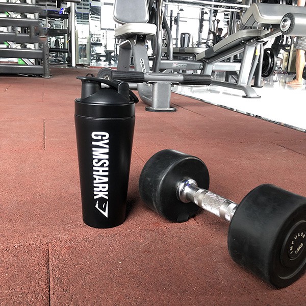 Bình Nước Tập GYM Shaker Inox Có Quai Xách Và Lò Xo Lắc Bột