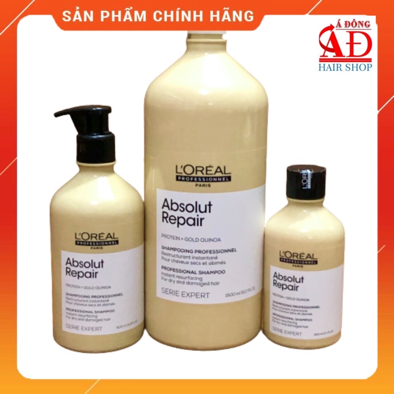 Dầu gội L'oreal Vàng Serie Expert Absolut Repair Phục hồi tóc hư tổn toàn diện New 2022