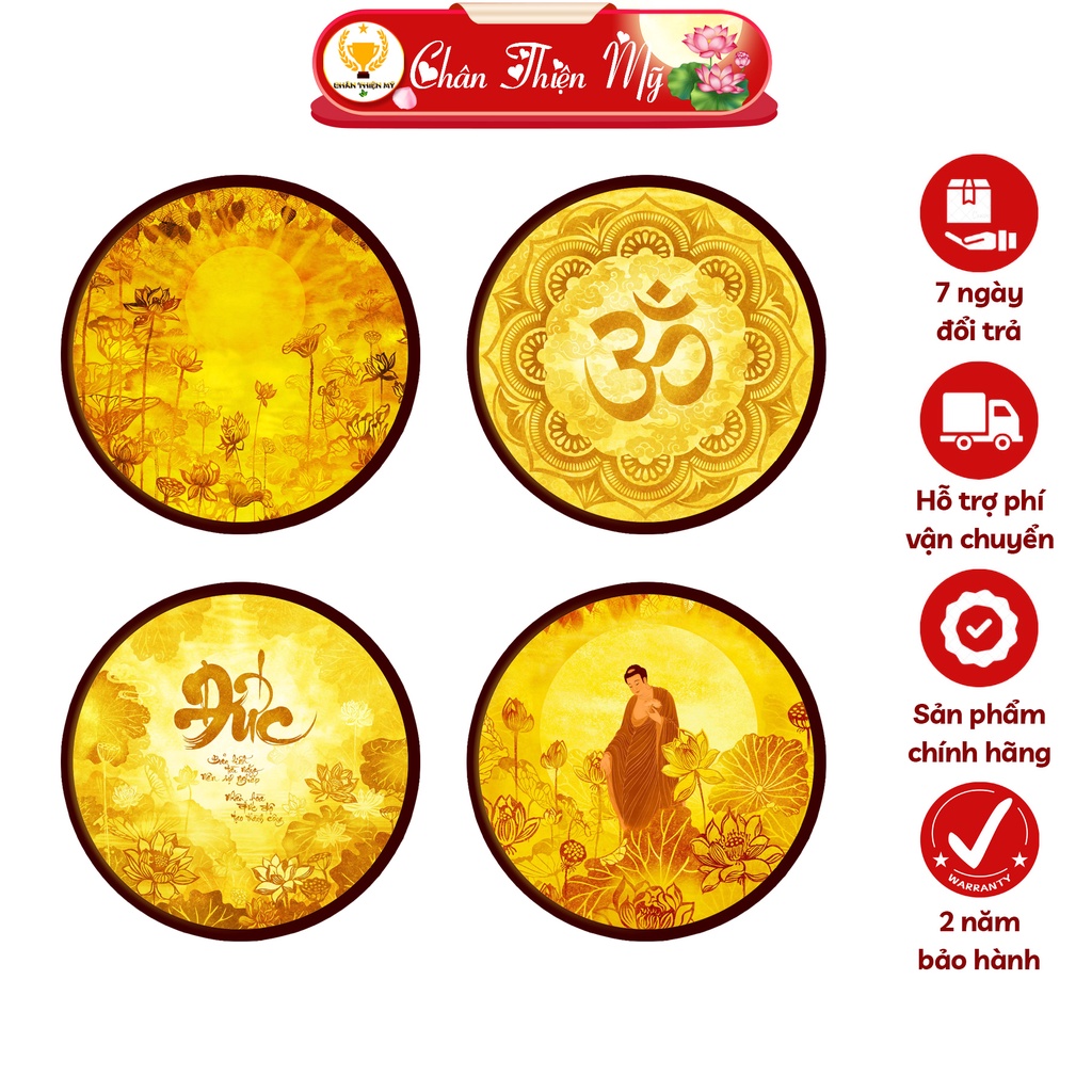 Đèn Thờ Hào Quang Phật Tranh Trúc Chỉ Tròn CHÂN THIỆN MỸ, Trang Trí Bàn Thờ, Hào Quang Trúc Chỉ Nhiều Mẫu CTC-HQ-03