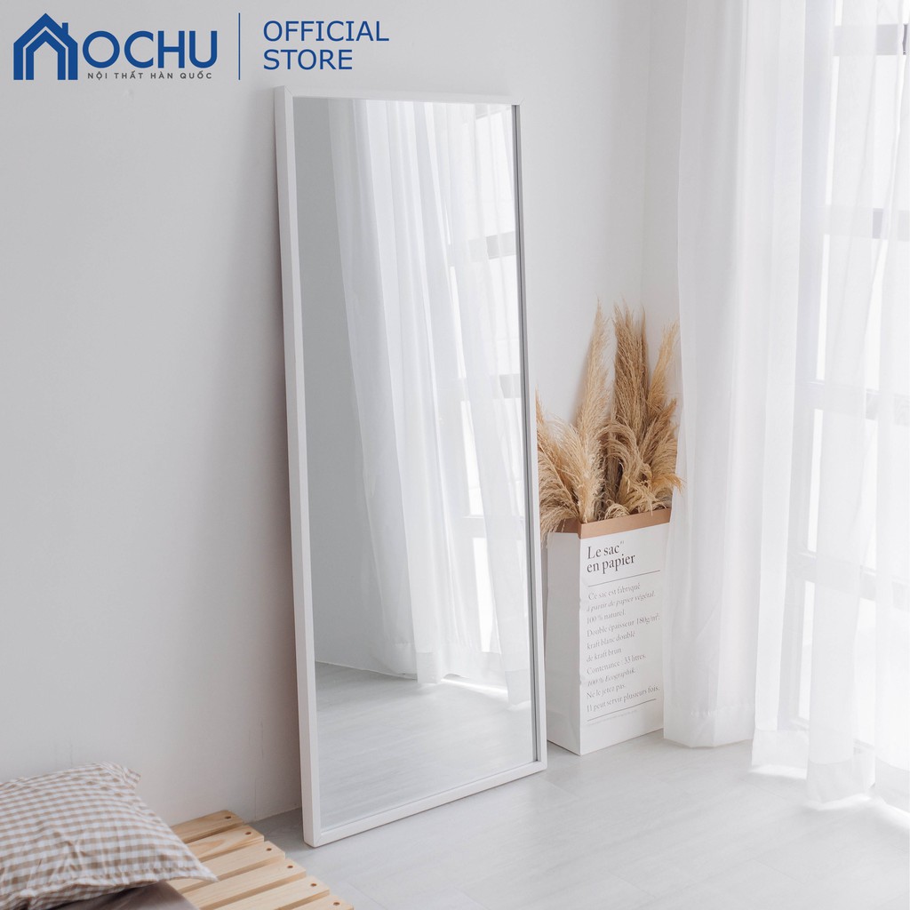 [Mã LIFE1505 giảm 8% đơn 300K] Gương Đứng Soi Toàn Thân Khung Gỗ OCHU - Mirror L - White