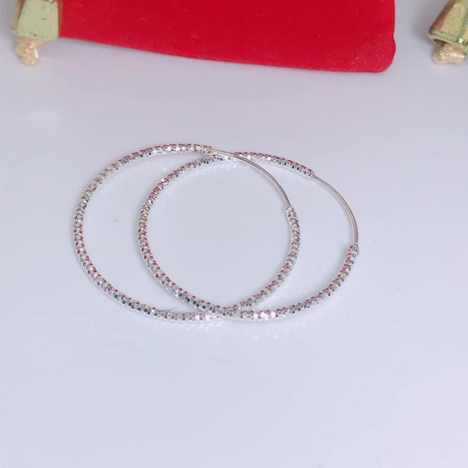 Bông tai nữ bạc thật- vòng tàu đường kính 4cm chất liệu bạc ta sáng đẹp bền màu/ Trang sức bạc JQN
