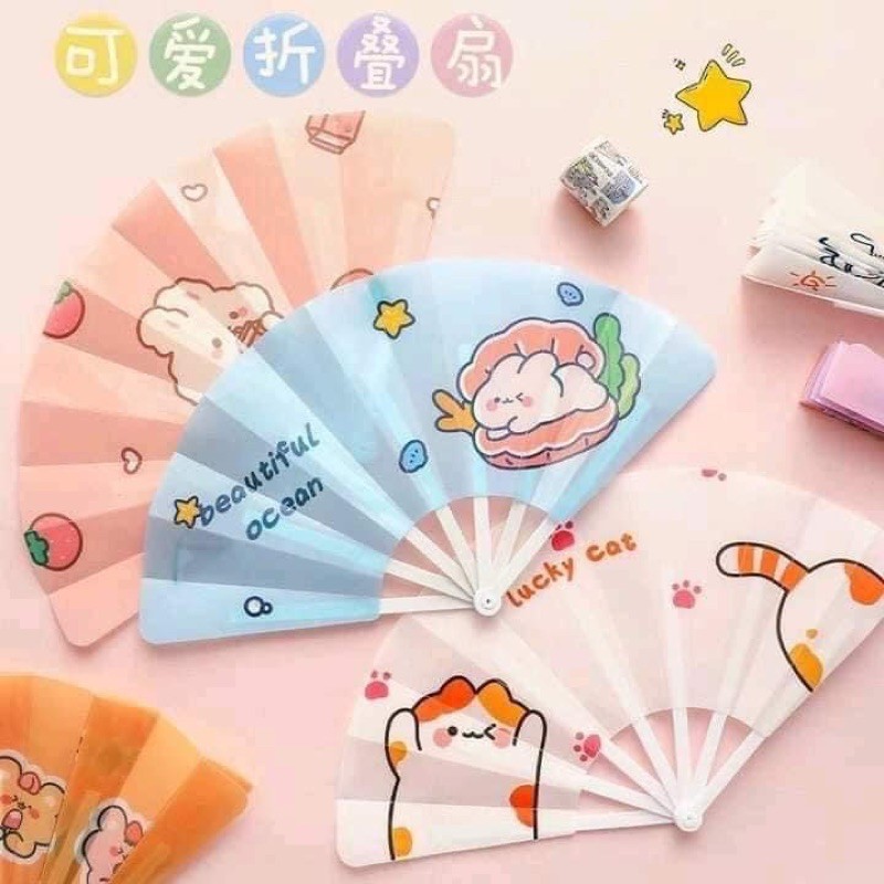 Quạt nhựa xoè cầm tay quạt siêu mát, siêu cute 👍🏻 | BigBuy360 - bigbuy360.vn