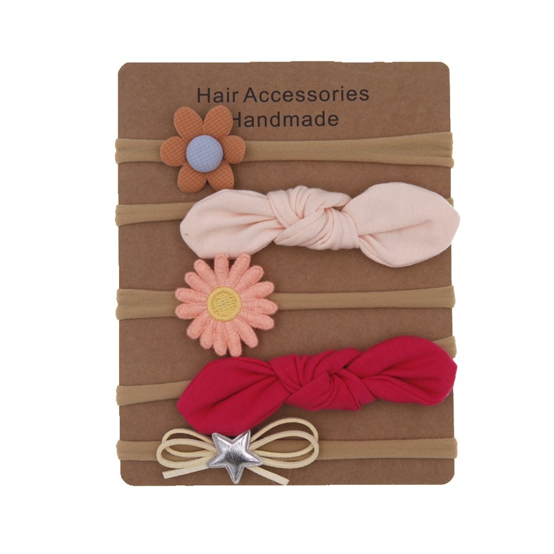 Set 5 Băng Đô Mềm Mại Đính Hoa Xinh Xắn Cho Bé Gái