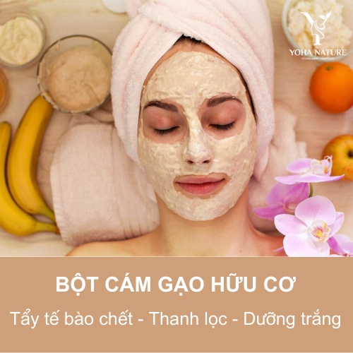 Bột đắp mặt nạ cám gạo hữu cơ nguyên chất - Đắp mặt - Rửa mặt - Dưỡng trắng da - Mờ thâm nám Yoha (Mask bột cám gạo sữa)