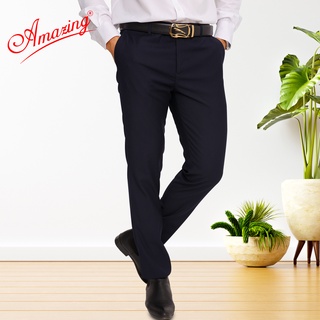 Quần tây nam Amazing màu đen và xanh đen, size 28 đến 40, form công sở, không ly, ống suông