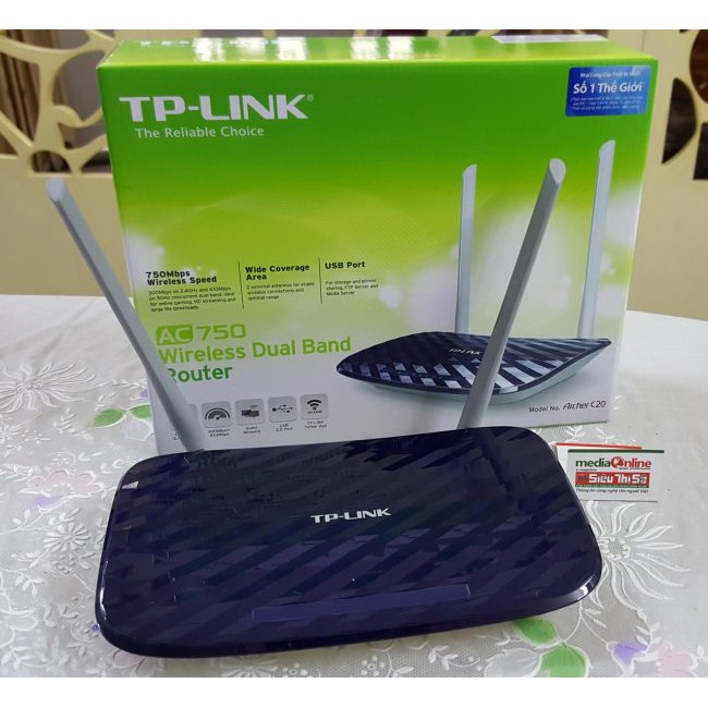 TP-Link Archer C20 - Router Băng Tần Kép Không Dây AC750