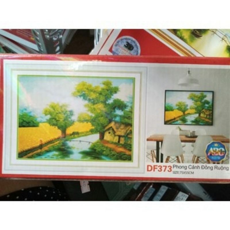tranh đính đá phong cảnh làng quê df373 ( 75x55)