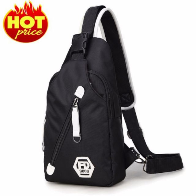 Túi chéo  nam nữ FD9000 oxford cao cấp - tui bao tu đen xám