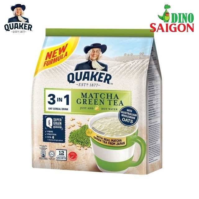 Combo 2 Gói Thức Uống Yến Mạch Quaker Oats 3in1 Vị Chocolate và Matcha Trà Xanh