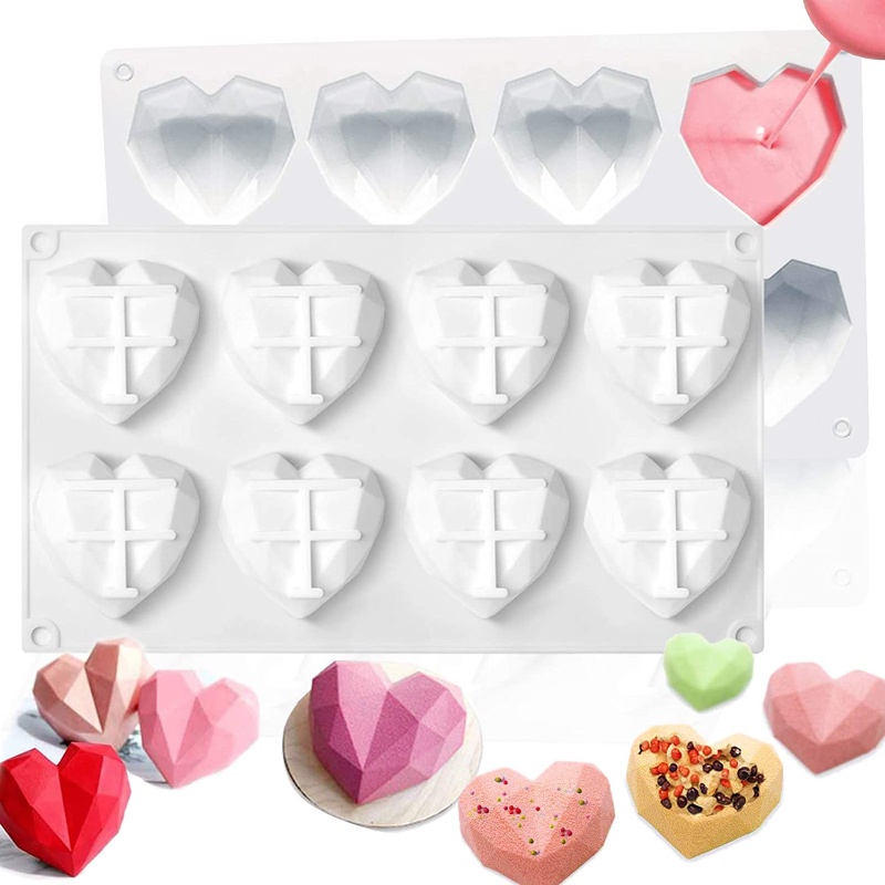 Khuôn Silicone Làm Bánh Tạo Hình Trái Tim Tiện Dụng