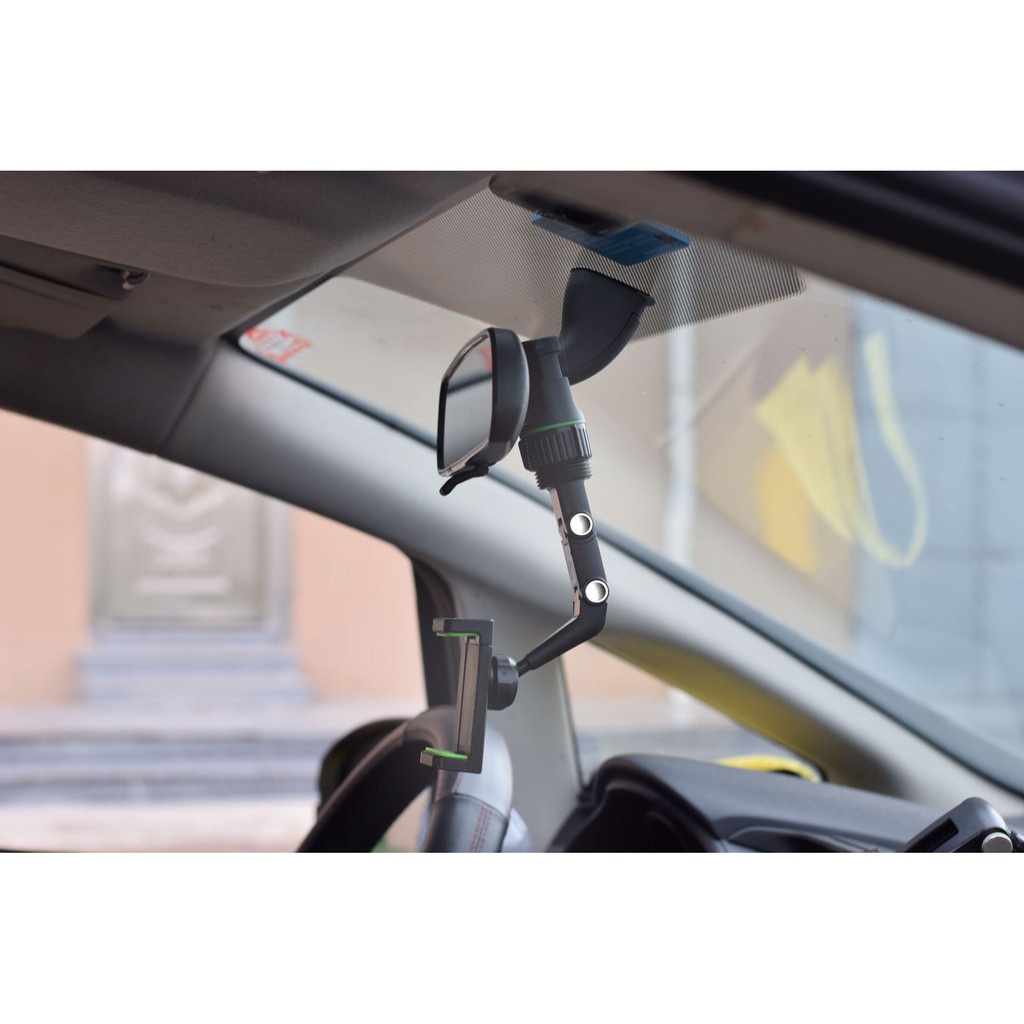 Giá đỡ kẹp điện thoại S7 xoay 360 ° tự động gắn gương chiếu hậu tựa đầu phụ kiện dành cho xe hơi