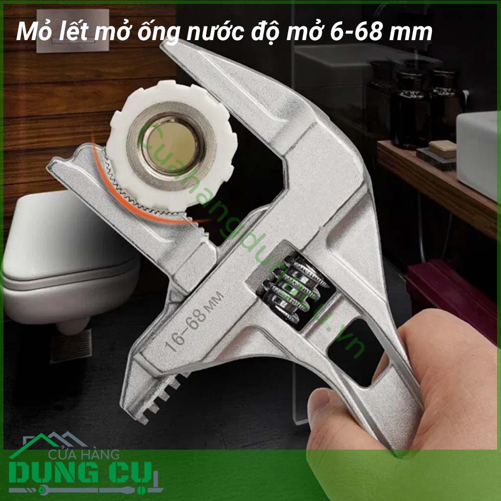 Mỏ lết ngắn vòm miệng lưỡi răng cưa độ mở lớn từ 6-68mm