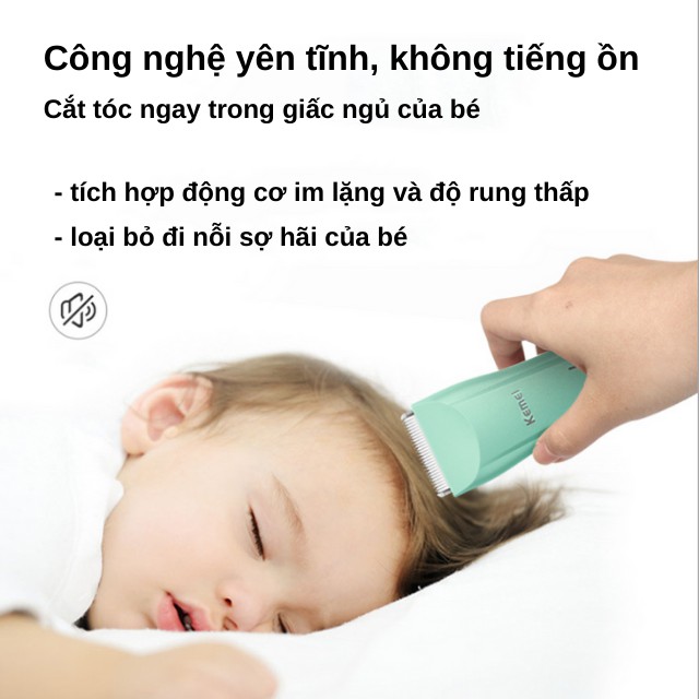 [Êm Ái Nhẹ Nhàng] Tông Đơ Cắt Tóc Cho Bé, Trẻ Em Kemei Km-811 Sạc Điện Không Ồn, Rung Chấn Nhỏ, Lưỡi Ceramicc Cắt Bén