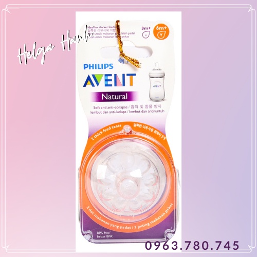 Núm ti bình sữa Philip Avent Natural cổ rộng - xoắn-HÀNG CHÍNH HÃNG 4.9