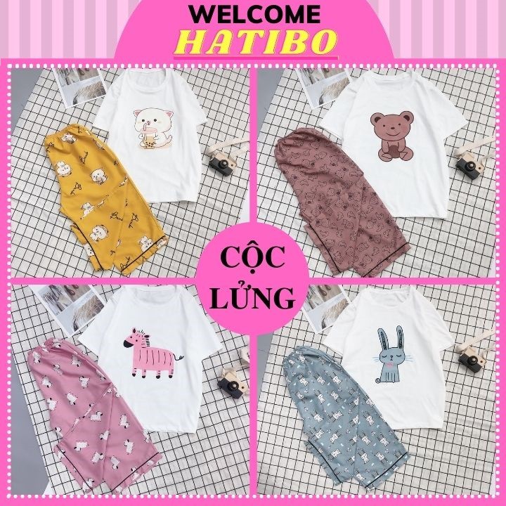 Đồ Bộ Mặc Nhà Áo Thun Phông Cotton, Quần Lửng kate thái HATIBO