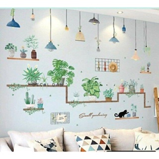 {siêu_rẻ} combo decal hàn quốc dàn đèn kệ lọ cây xanh