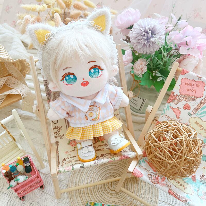 Áo Sweater Cổ Bẻ Vải Cotton Thiết Kế Dễ Thương Cho Búp Bê 20cm