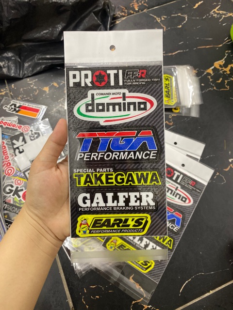 Tem dán xe chữ Proti,Domino,Takegawa,Galfer....