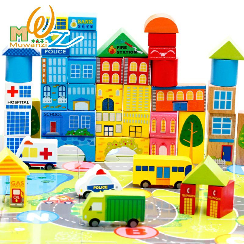 Đồ Chơi Xếp Hình 62 Chi Tiết Bằng Gỗ Cho Bé Sáng Tạo
