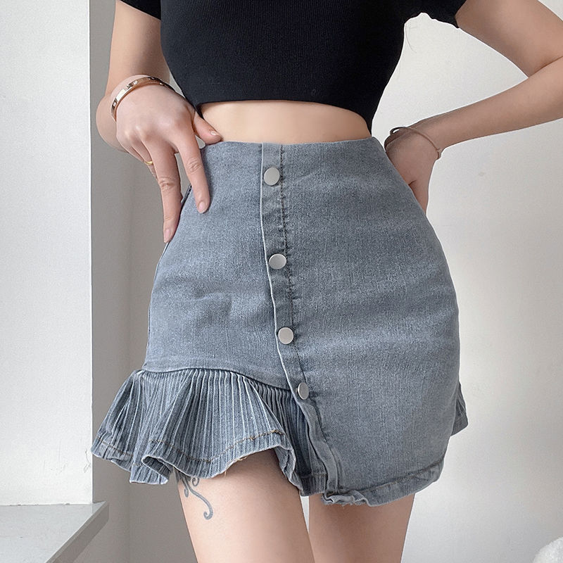 Chân Váy Jeans Đuôi Cá Phong Cách Retro Nữ Tính