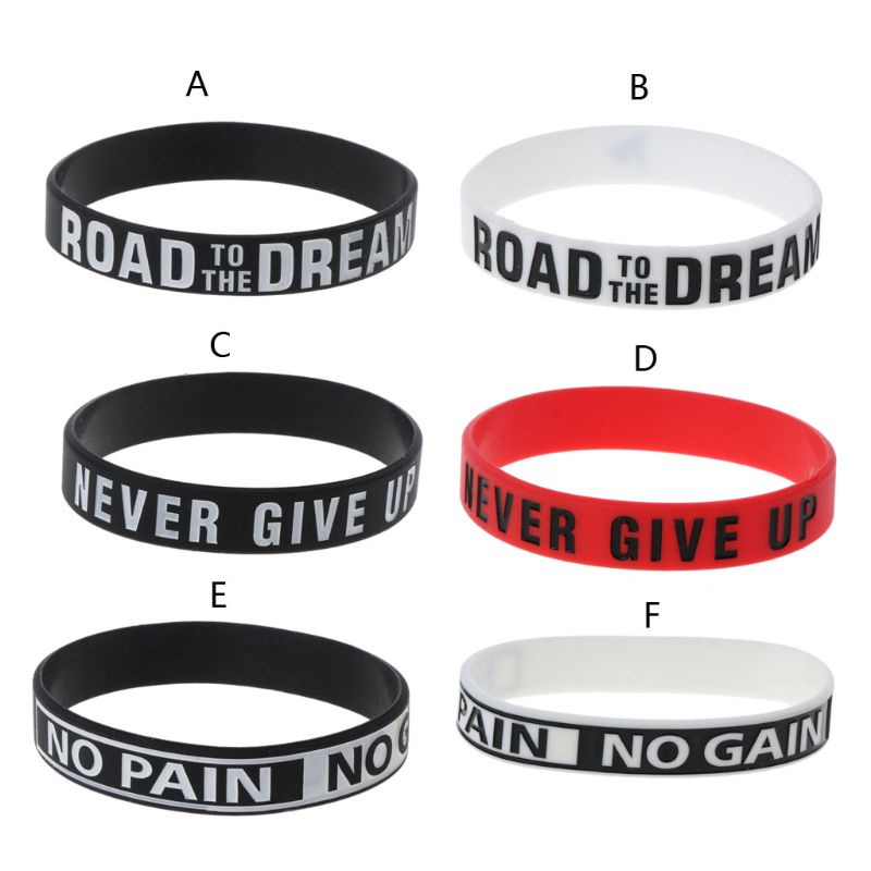 Vòng Tay Silicone In Chữ Road to the Dream Never Give Up Thời Trang