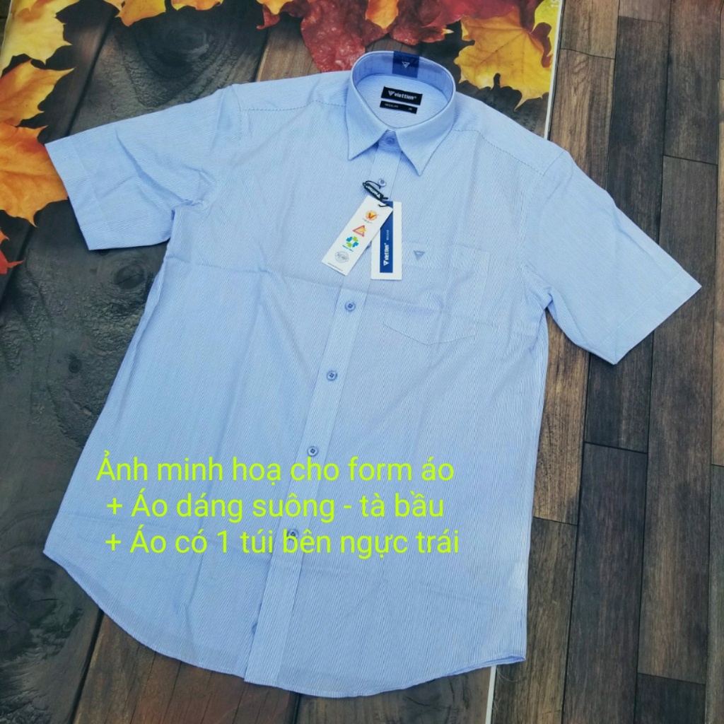 Aó sơ mi nam ngắn tay Việt Tiến màu XANH DA TRỜI - SKY BLUE , chính hãng , cao cấp – form suông  REGULAR- tà bấu