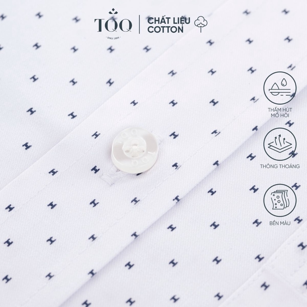 Áo sơ mi nam ngắn tay TQQ họa tiết tinh tế H318CB dáng slimfit công sở xẻ tà có túi ngực lịch sự