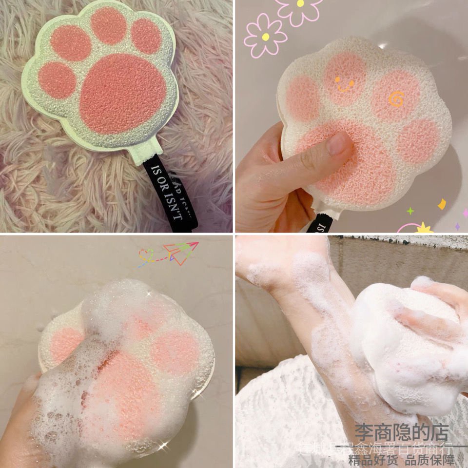 Bông Tắm Cotton Hình Móng Mèo Dễ Thương Chất Lượng Cao