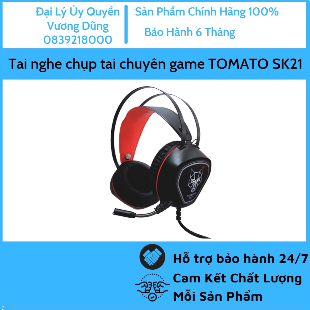 Tai nghe chụp tai chuyên game TOMATO SK21 ( Đèn led 7 màu, Vành tai lớn, jack 3.5 )