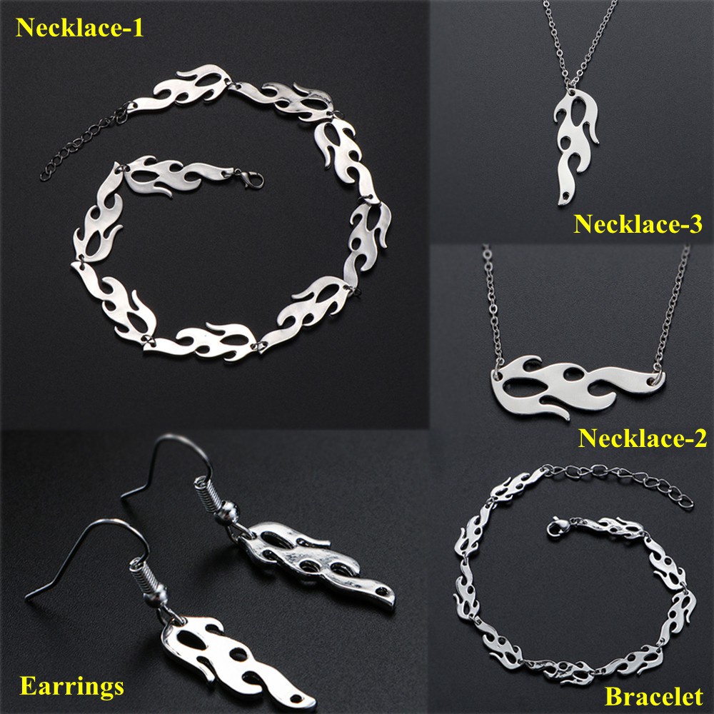 vòng cổ / Vòng Tay / Khuyên Tai Hình Ngọn Lửa Phong Cách Punk Thời Trang Cho Nam Nữ Mihan1