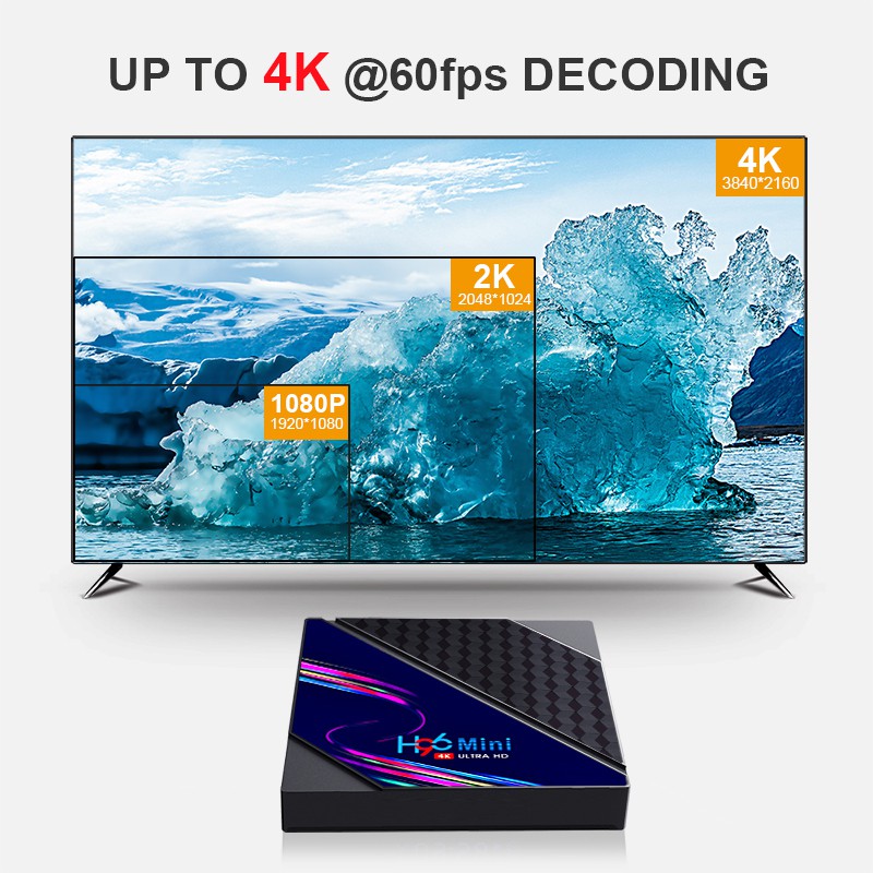 H96 mini V8 smart tv box RAM 2G ROM 16G xem 3D 4K video  Android 10.0 HDplay store Không cần đăng nhập tải ứng dụng