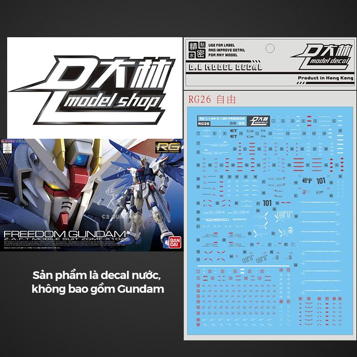 PHỤ KIỆN DECAL NƯỚC DALIN D.L MODEL RG FREEDOM MÔ HÌNH LẮP RÁP GUNDAM