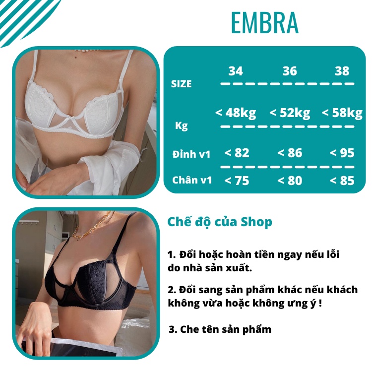 Bộ Đồ Lót EMBRA Mỏng Gọng Pha Lưới Cao Cấp Mã EBB29