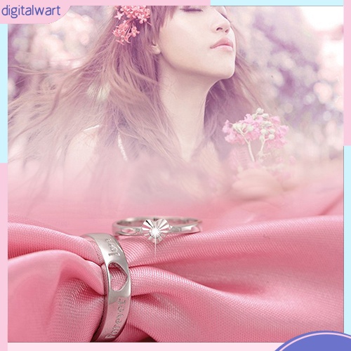 Nhẫn đôi mạ bạc khắc chữ Forever Love đính đá Zircon