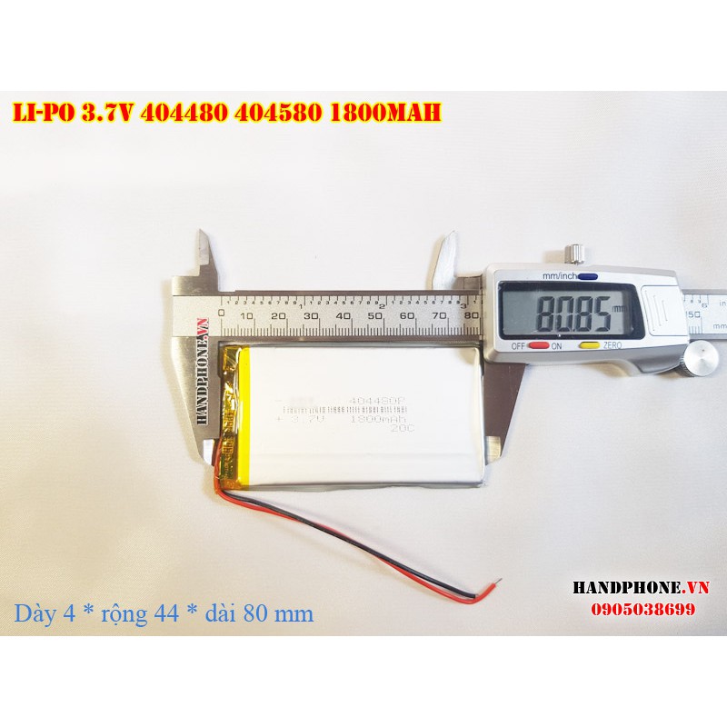Pin Li-Po 3.7V 404480 404580 1800mAh (Lithium Polymer) cho điện thoại, định vị GPS, Loa Bluetooth, Camera hành trình