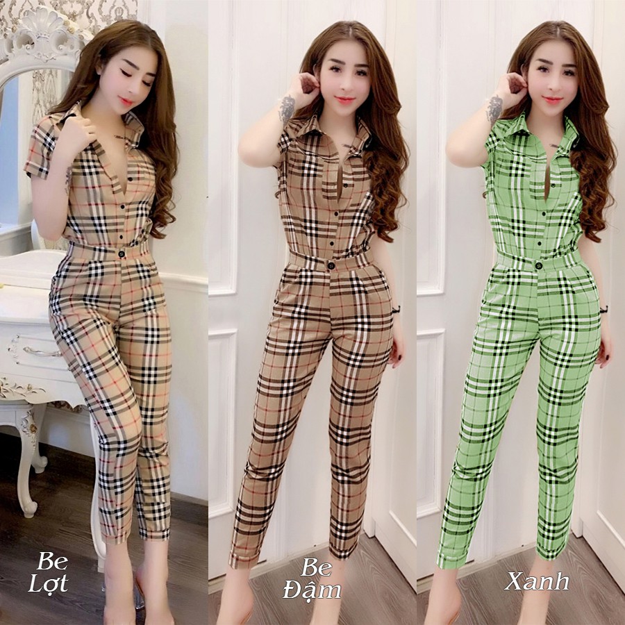 Set Đồ Nữ 💕FREESHIP💕 Set nguyên bộ áo sơ mi quần dài họa tiết BBR TJ1082