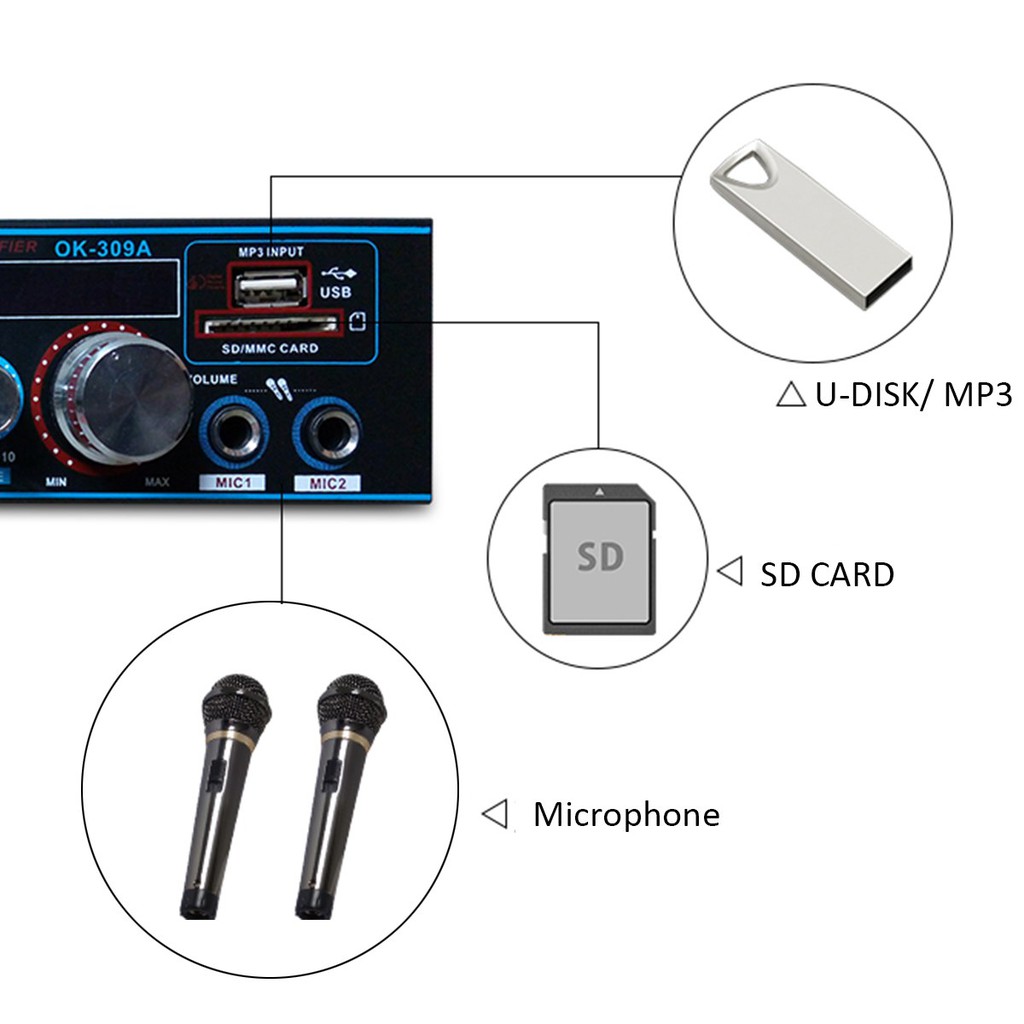 Ampli Karaoke Mini Bluetooth Cao Cấp BT-309A