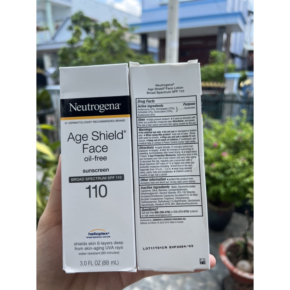 Kem chống nắng chống lão hoá Neutrogena Age Shield Face Oil-free Sunscreen SPF110